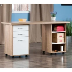 3pc Kenner Set Modular Desk With 2 Drawer & 3 Shelves Reclaimed Wood - Winsome -Smart Office Sets GUEST 44deca05 14d2 4eb7 9f95 3b585d3582c3