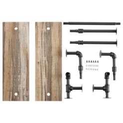 2-Tier Olivia Pipe Wall Shelf Unit With Hanging Rod Black/Rustic - Danya B. -Smart Office Sets GUEST 4740d31a cc43 4b75 9a13 329dc873db3a