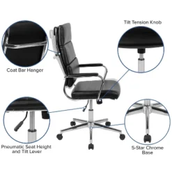 Merrick Lane High Panel-Back Ergonomic Office Chair With Padded Metal Arms Executive Swivel Computer Desk Chair -Smart Office Sets GUEST 4783de7d 4941 4d25 a86b 3b7f2ffcb049