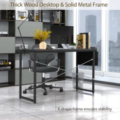 Costway Modern Computer Desk 47'' Study Writing Table W/ Storage Bag Coffee Black/Brown/Coffee -Smart Office Sets GUEST 49e8b33c f2be 4599 9c33 aef666ca0ef1