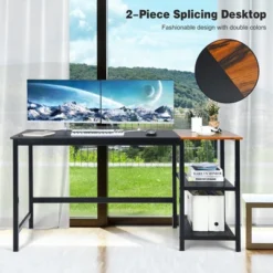 Costway 59'' Home Office Computer Desk Study Laptop Table Detachable Shelf Rustic -Smart Office Sets GUEST 4ba252cf 5b41 440e 87f5 6f076d82ea2a