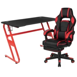 Flash Furniture Gaming Desk With Cup Holder/Headphone Hook & Reclining Back/Arms Gaming Chair With Footrest -Smart Office Sets GUEST 4c91d230 7213 4d68 8c2b 02f3b68e8082