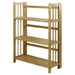 38" Folding 3 Tier Bookshelf Stackable - Flora Home
