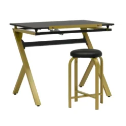 2pc Stellar Drawing Table With 36" Adjustable Top With Stool Set Black/Gold - Studio Designs -Smart Office Sets GUEST 4ded90c1 5f57 4ae5 aa4a e8047a0b115e