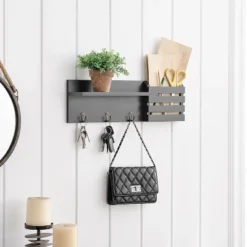 18" Utility Shelf With Pocket And Hanging Hooks Black - Danya B. -Smart Office Sets GUEST 4e18c7c4 154d 4417 b1bb b98c3406f756