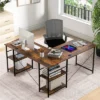 Tangkula Large L-shaped Computer Desk 60” Convertible Corner Desk With 4 Storage Shelves 95” 2-Person Long Study Writing Workstation Black/Rustic Brown/Natural/Grey -Smart Office Sets GUEST 4f08e0bb c0ef 4e70 a61f 085df192b4aa