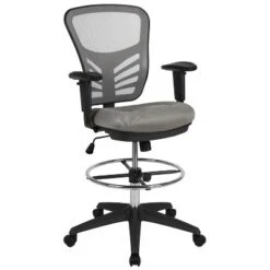 Flash Furniture Mid-Back Mesh Ergonomic Drafting Chair With Adjustable Chrome Foot Ring, Adjustable Arms -Smart Office Sets GUEST 4fd7011c 71c6 42f6 adf2 e0888081a404