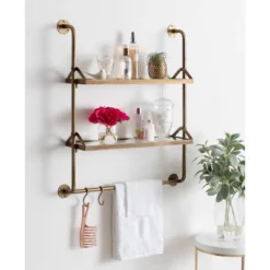 26" X 31" Marit Metal Wall Shelf Gold - Kate & Laurel All Things Decor -Smart Office Sets GUEST 4fd7ed3d 1b33 42fd a603 4b65e56766b8