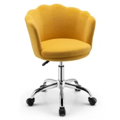 Costway Velvet Petal Shell Office Chair Adjustable Swivel Accent Vanity Armchair YellowBlueGreyPink -Smart Office Sets GUEST 4fe8aa81 2737 4f67 9a50 7cb22232c619