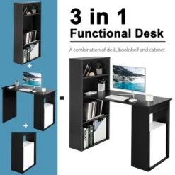 Costway Computer Desk Writing Workstation Office W/6-Tier Storage Shelves WhiteBlack -Smart Office Sets GUEST 50ca6fe0 385b 45cd be1b d6aa439c9cd6