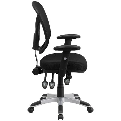 Emma And Oliver Mid-Back Black Mesh Multifunction Swivel Ergonomic Task Office Chair - Arms 9 Emma And Oliver Mid-Back Black Mesh Multifunction Swivel Ergonomic Task Office Chair - Arms - Image 7