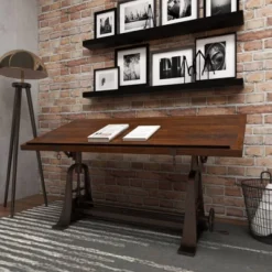 Industrial Teak Wood Console Table Brown - Olivia & May -Smart Office Sets GUEST 51e31555 a434 4024 93f6 fcda1d741c82