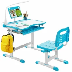 Costway Height Adjustable Kids Study Table And Chair Set W/Bookstand & Light Pink/Light Blue -Smart Office Sets GUEST 5210f313 1ef2 42db 9264 fc55e2b9d3b1