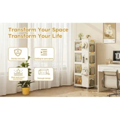 Stackable Storage Bins With Lids 4-Tier, Plastic Storage Bins With Wheels And External Hooks, Mobile Multifunction Utility Storage Organizer -Smart Office Sets GUEST 526c6c3b c270 4574 a031 7e95b6a06c31