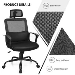 Costway Mesh Office Chair High Back Ergonomic Swivel Chair W/ Lumbar Support & Headrest -Smart Office Sets GUEST 529f9d1c b651 4e40 a73e 45c1265b2f2a