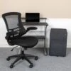 Flash Furniture Work From Home Kit - Black Computer Desk, Ergonomic Mesh Office Chair And Locking Mobile Filing Cabinet With Side Handles -Smart Office Sets GUEST 52f51740 262e 47cb a756 f87647232d92