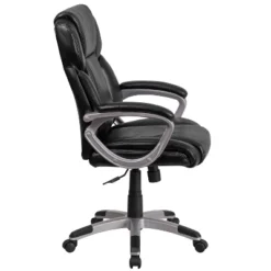Emma And Oliver Mid-Back Leather Executive Swivel Office Chair With Padded Arms -Smart Office Sets GUEST 53253b94 5eea 407d b045 88488bf37f1f