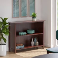 30" 3 Tier Milan Storage Shelf Or Bookshelf Long Walnut - Winsome -Smart Office Sets GUEST 533ddaae 0e18 49de 8f51 db55cb222751