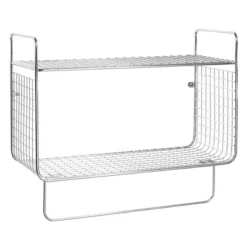 MDesign 2 Tier Storage Organizer Bath Shelf With Towel Bar, Wall Mount -Smart Office Sets GUEST 548aa998 9a65 453d 9be7 1123a7c1b57c