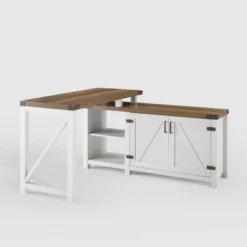Farmhouse Rustic L Shaped Desk With Storage - Saracina Home -Smart Office Sets GUEST 548cfd29 f483 449e 9420 48f42153627f