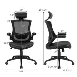 Costway Mesh Back Adjustable Swivel Office Chair W/ Flip Up Arms Leather Seat -Smart Office Sets GUEST 54d4c82f 0296 42e7 9bcb 0f2812ea4acd