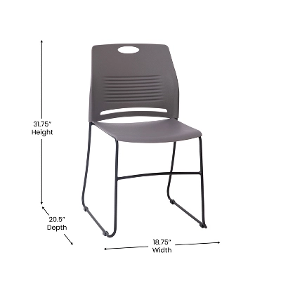 Emma And Oliver Heavy Duty 660 Lb. Capacity Ergonomic Polypropylene Stack Chair With Perforated Back And Steel Sled Base 8 Emma And Oliver Heavy Duty 660 Lb. Capacity Ergonomic Polypropylene Stack Chair With Perforated Back And Steel Sled Base - Image 6
