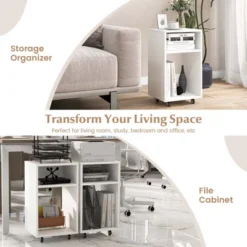 Costway Mobile File Cabinet Wooden Printer Stand Vertical Storage Organizer Home Office -Smart Office Sets GUEST 55bc9bb8 584c 45b8 92d8 8deb9dded3fa