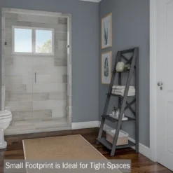 Lavish Home 4-Tier Ladder Bookshelf With X-Back Frame – Freestanding Bookcase, Gray -Smart Office Sets GUEST 56f38efa bc61 43f1 9d3d 69ad68e226e7