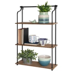 20" X 32" Walters Wood/Metal 3 Tier Shelving Brown - Kate & Laurel All Things Decor -Smart Office Sets GUEST 57f33bc0 903f 4b14 8b85 06c4bc50e92f