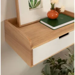 18" X 7" Kitt Floating Side Table Shelf White/Natural - Kate & Laurel All Things Decor -Smart Office Sets GUEST 57ff2b6a 527a 4dca 989d 324f9afbb780