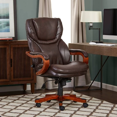 Big And Tall Executive Office Chair With Upgraded Wood Accents - Serta 3 Big And Tall Executive Office Chair With Upgraded Wood Accents - Serta