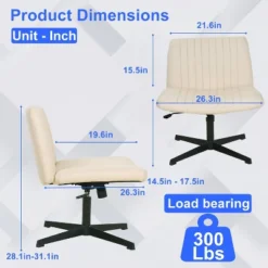 BestMassage Criss Cross Chiar Armless Adjustable Swivel Padded Home Office Desk Chair Wide Seat Computer Task For Home Office -Smart Office Sets GUEST 59aa765b 78c7 4af8 9089 a2f6b195ec8b