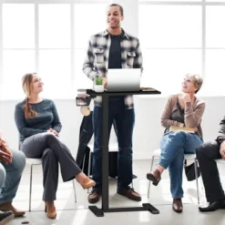 Costway C Shaped Side Table Height Adjustable Overbed Bedside Table With Hook & Cup Holder Black/Natural/White -Smart Office Sets GUEST 5ce54909 d6e6 43a8 ae1c 66d074238c3c