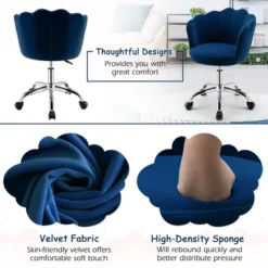 Costway Velvet Petal Shell Office Chair Adjustable Swivel Accent Vanity Armchair YellowBlueGreyPink -Smart Office Sets GUEST 5f71d811 56f8 4221 84bc 846e1799acf5