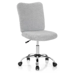 Costway Armless Faux Fur Leisure Office Chair Adjustable Swivel Task Chair -Smart Office Sets GUEST 5fa50548 3a5b 4822 be2c f66c459a1634
