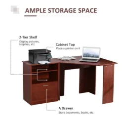 HomCom 2 Piece Corner Computer Desk Workstation With Printer Stand Storage Cabinet -Smart Office Sets GUEST 5fb20a04 007b 4c9b 9cd3 96a7fe76e663