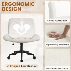 Yaheetech Swivel Desk Chair With No Arms For Home Office Study Bedroom -Smart Office Sets GUEST 5ffedae1 f222 4f25 b132 1858ad26e471