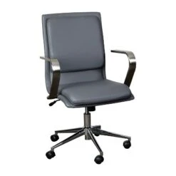 Merrick Lane Mid-Back Home Office Chair With Armrests, Height Adjustable Swivel Seat And Five Star Base -Smart Office Sets GUEST 63494c0b 0efc 4a26 b9ab 1a15d667e483