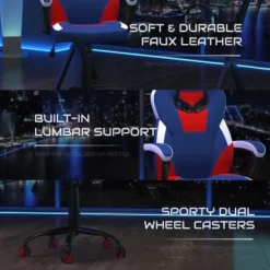 BlackArc High Back Gaming Chair With Red And Blue Faux Leather Upholstery, Adjustable Swivel Seat And Padded Flip-Up Arms -Smart Office Sets GUEST 642ae648 aba5 46fe a946 78ade7df5b76