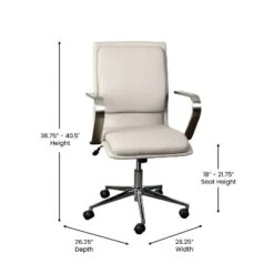 Merrick Lane Mid-Back Home Office Chair With Armrests, Height Adjustable Swivel Seat And Five Star Base -Smart Office Sets GUEST 65005e30 8d08 467f 854b dadd23f033f7