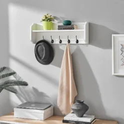 25" X 9" Entryway Floating Utility Wall Shelf With Hooks White - Danya B. 18 25" X 9" Entryway Floating Utility Wall Shelf With Hooks White - Danya B. -Smart Office Sets GUEST 6528a477 8720 49b9 9e29 2142968325de