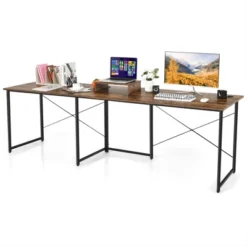 Costway L-Shaped Reversible Computer Desk 2-Person Long Table W/Monitor Stand -Smart Office Sets GUEST 658a2f38 689e 4cef b574 a4d3d0ed9c21