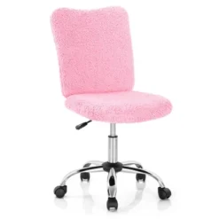 Costway Armless Faux Fur Leisure Office Chair Adjustable Swivel Task Chair -Smart Office Sets GUEST 659c600a 37c9 4005 80be 221199403a2d