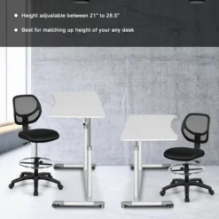 Mesh Drafting Chair Mid Back Office Chair Adjustable Height W/Footrest Armless -Smart Office Sets GUEST 67216a87 6b1a 4626 9921 7b6b19fd7657