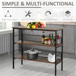 HomCom 3-Tier Industrial Style Storage Metal Wooden Shelf -Smart Office Sets GUEST 6774779d 0f95 4fbd a933 6a68eb92dc8f