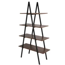 65" 4 Tier Metal And Wooden Leaning Bookcases And Ladder Shelves - Glitzhome -Smart Office Sets GUEST 678c844b 8e0b 4a29 afc2 204098934d9a