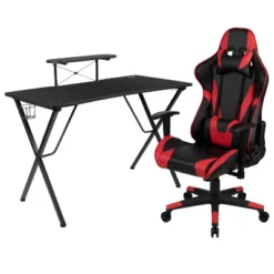 Flash Furniture Gaming Desk And Reclining Gaming Chair Set With Cup Holder, Headphone Hook, And Monitor/Smartphone Stand -Smart Office Sets GUEST 6815d124 939a 4e5f be71 3d1f9fa0c351 1
