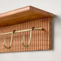 24" Grooved Wall Shelf With Rail And Hooks - Hearth & Hand™ With Magnolia -Smart Office Sets GUEST 6849a6d0 3e4e 4677 b3f0 345e5083c52f