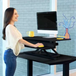 FlexPro Premier Electric Height Adjustable Corner Desk – 39.25” Standing Desk Converter – Black – Stand Steady -Smart Office Sets GUEST 6877215d 259e 4135 82ad 3bd014d89b7c