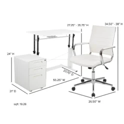 Emma And Oliver Work From Home Kit-Adjustable Desk, LeatherSoft Office Chair, Filing Cabinet -Smart Office Sets GUEST 68d54135 c246 4095 b576 72ab85c4a559